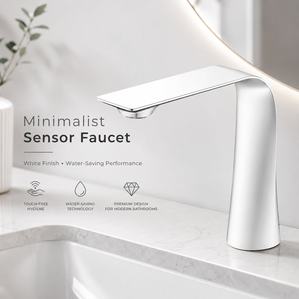 Fontana Saint-Die White LED Water Saver Touchless Bathroom Faucet